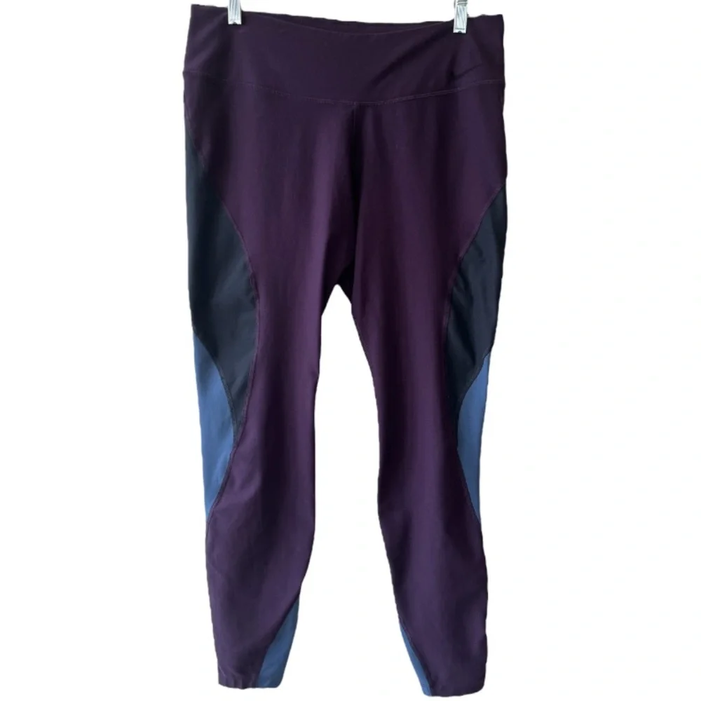 Nike Dri-Fit Power Legend Performance Athletic Leggings XL Burgundy Blue Black